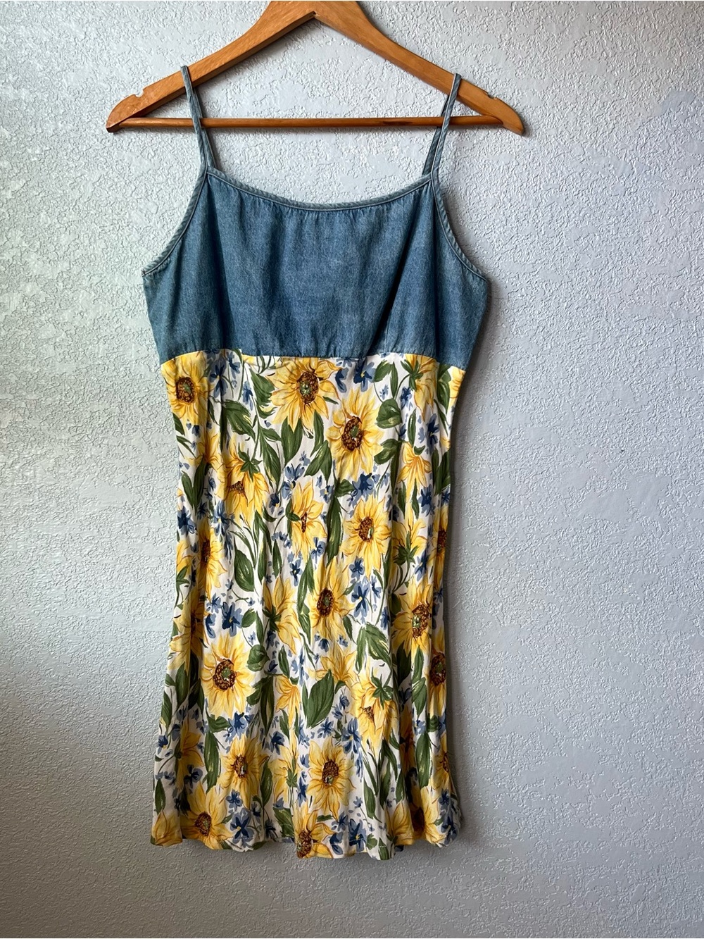 Vintage 90s Concepts & Design Sunflower Denim Floral Dress USA Women’s Size 3 - Picture 4 of 9